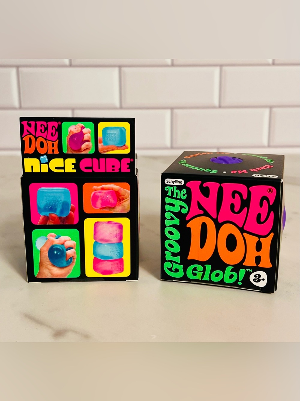 NeeDoh Nice Cube  Blue and The Groovy Glob Purple Squishy - Picture 3 of 3